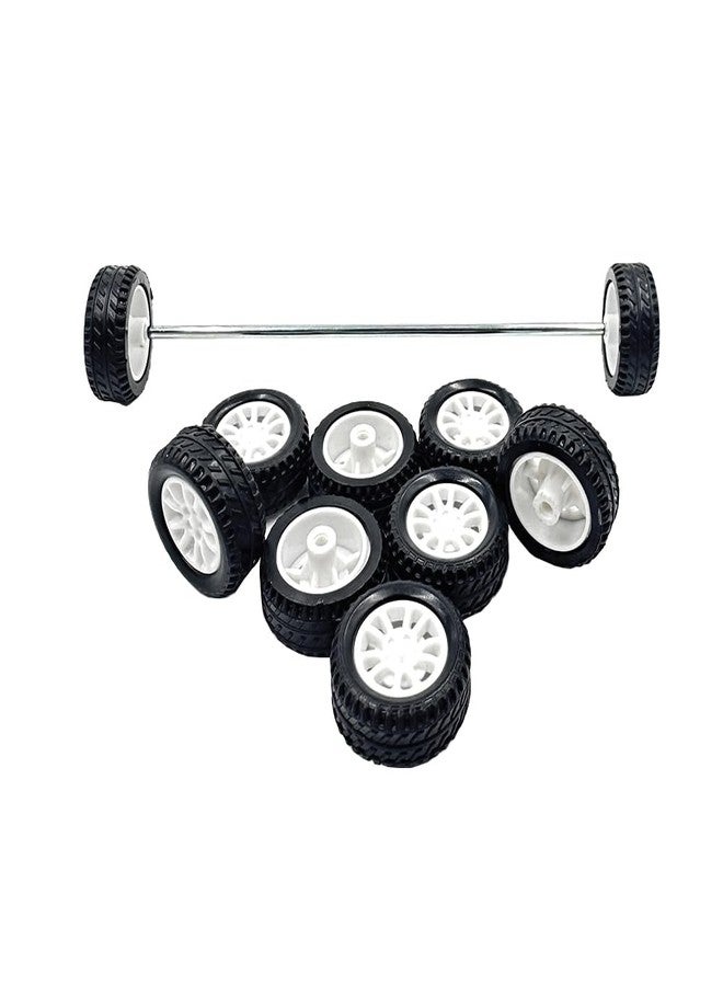 URIMPAVIDO 10 قطع عجلات سيارات ألعاب صغيرة بإطارات مطاطية 20 مم مع 5 قطع محاور دائرية لسيارات التحكم عن بعد النموذجية التي تصنعها بنفسك (2 × 20 مم) - Image 2